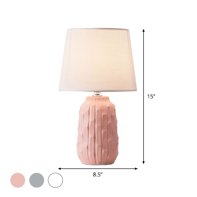 Eclat - Designer Table Lamp with Conical Shade and Cylindrical Ceramic Base