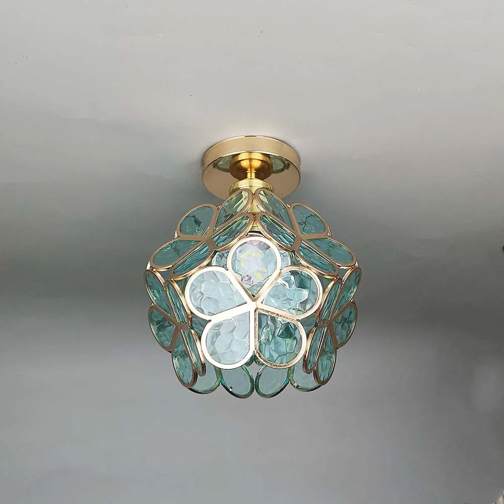 Éclairage de plafond de couloir en verre de style fleurs design