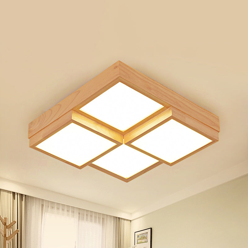 RusticLight – Lampada da soffitto in legno naturale con luci multiple