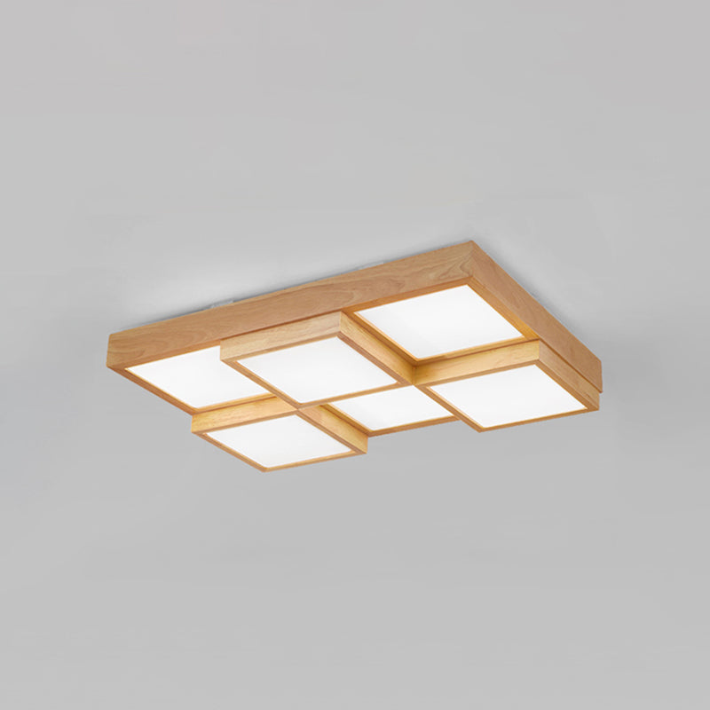 RusticLight – Lampada da soffitto in legno naturale con luci multiple