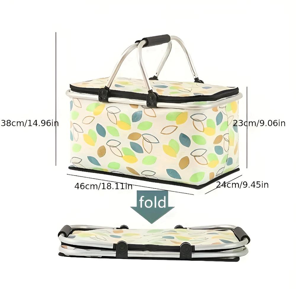 Foldable Checkered Picnic Basket