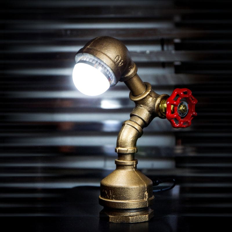 GlowBot - Brass Steampunk Robot Lamp with Thumb Switch