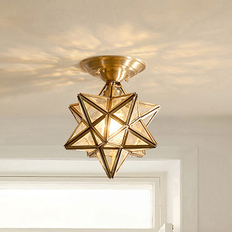 StarGlow – Traditionel messing loftslampe med klart glas