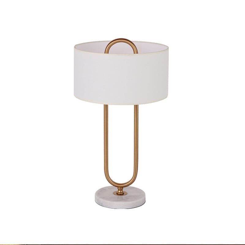 LichtAnna - Lámpara de mesa blanca con forma de tambor y base ovalada