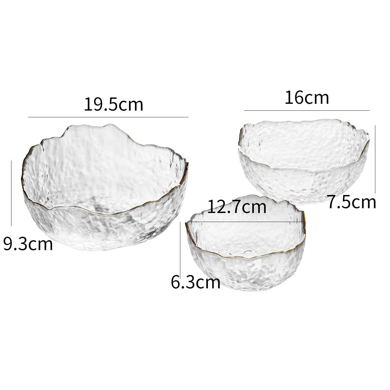 Klasse glassbolle (sett med 3)