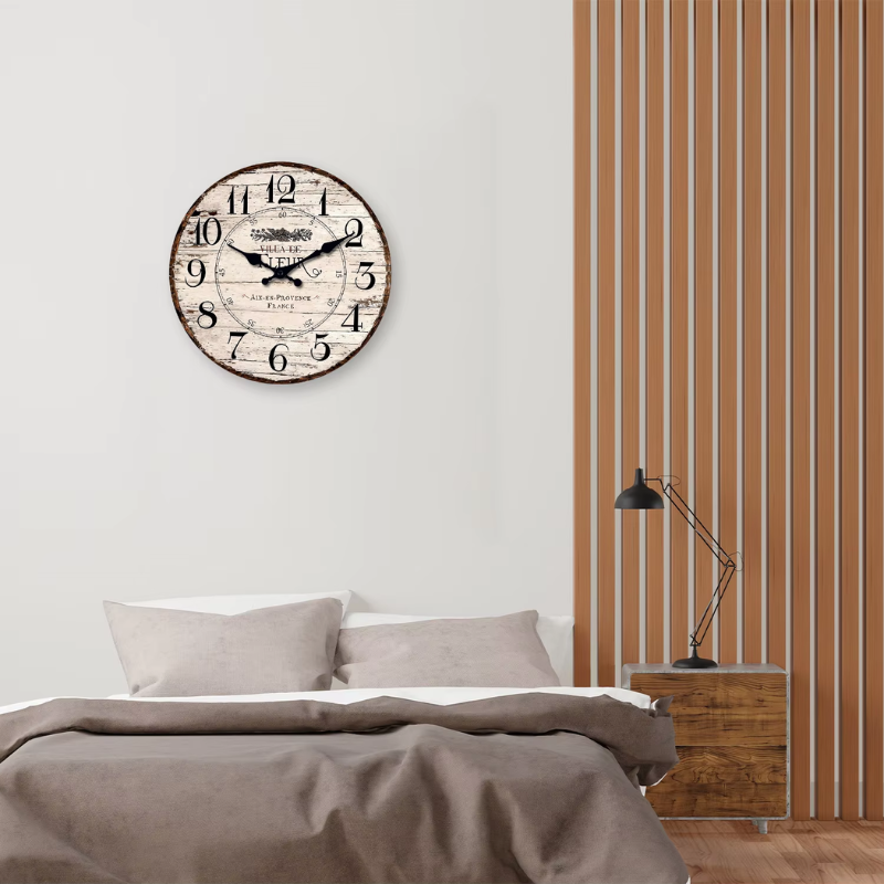 CountryTime – Reloj de pared rústico sin tictac