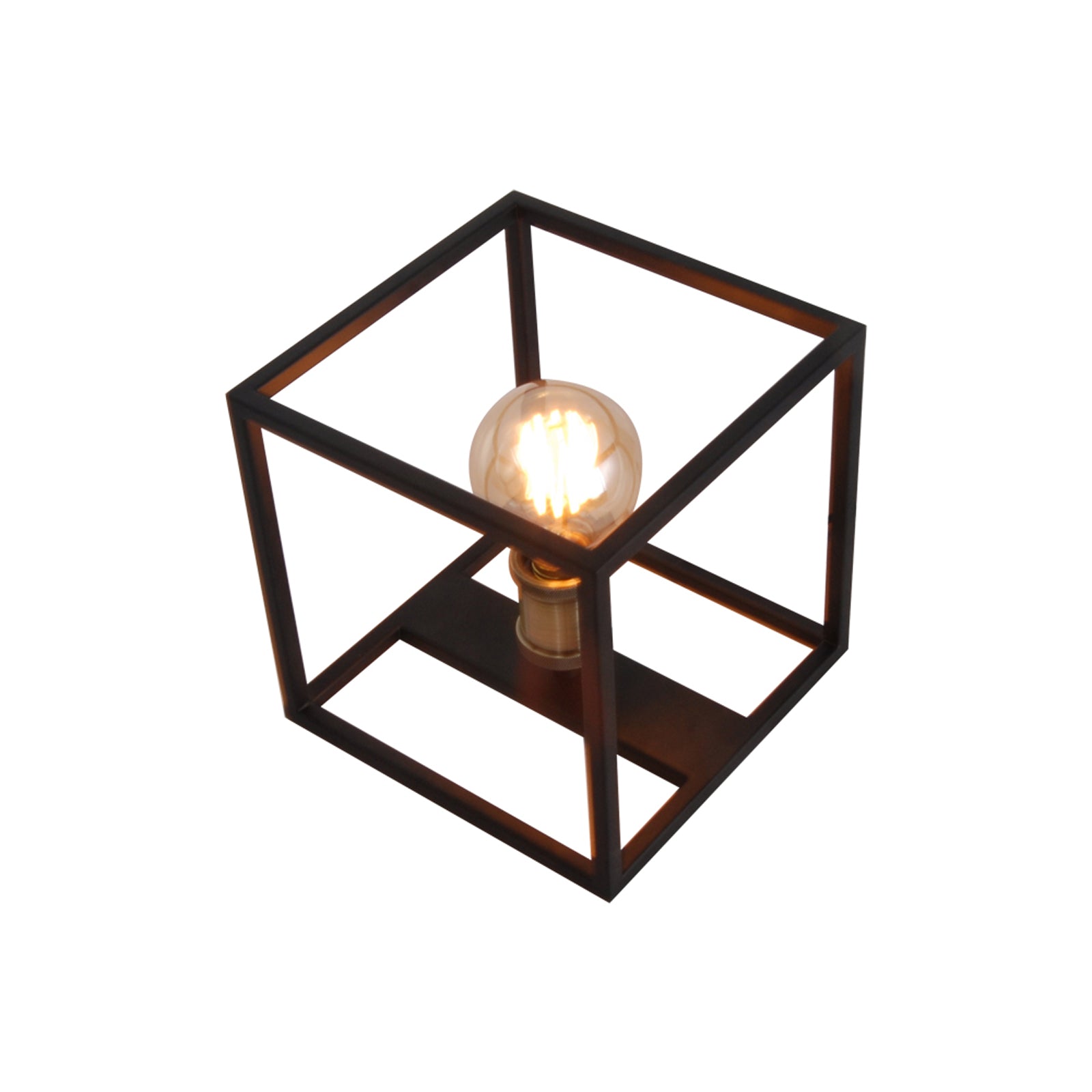 Black Modern Table Lamp with Iron Frame Square Shade