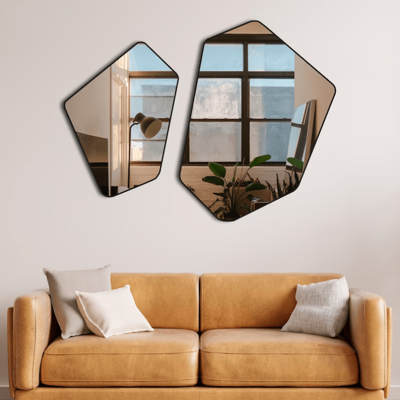 Aesthetic Angled Wood Wall Mirror