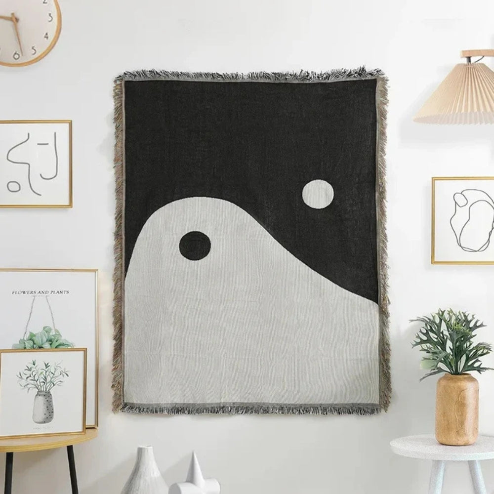 Kunstnerisk Yin Yang Tapestry Kastepledd