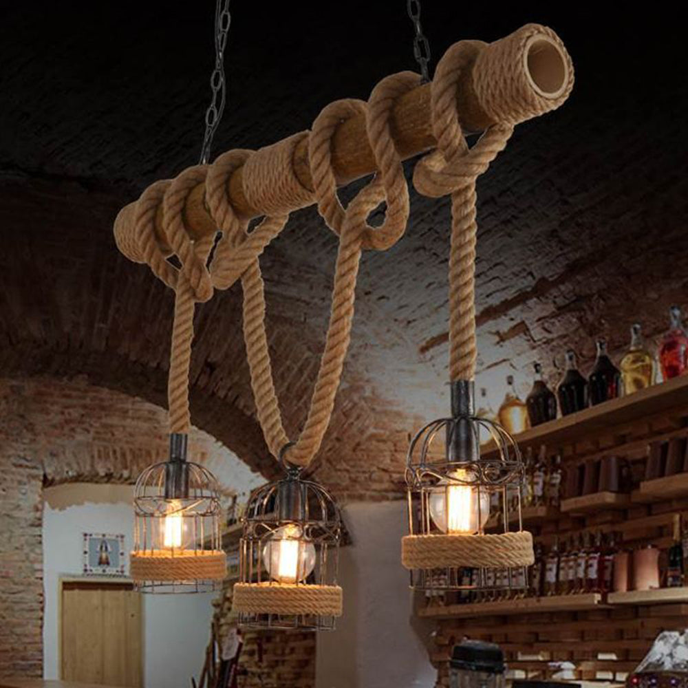 AlessioGlow - Retro hanging lamp made of metal and wood