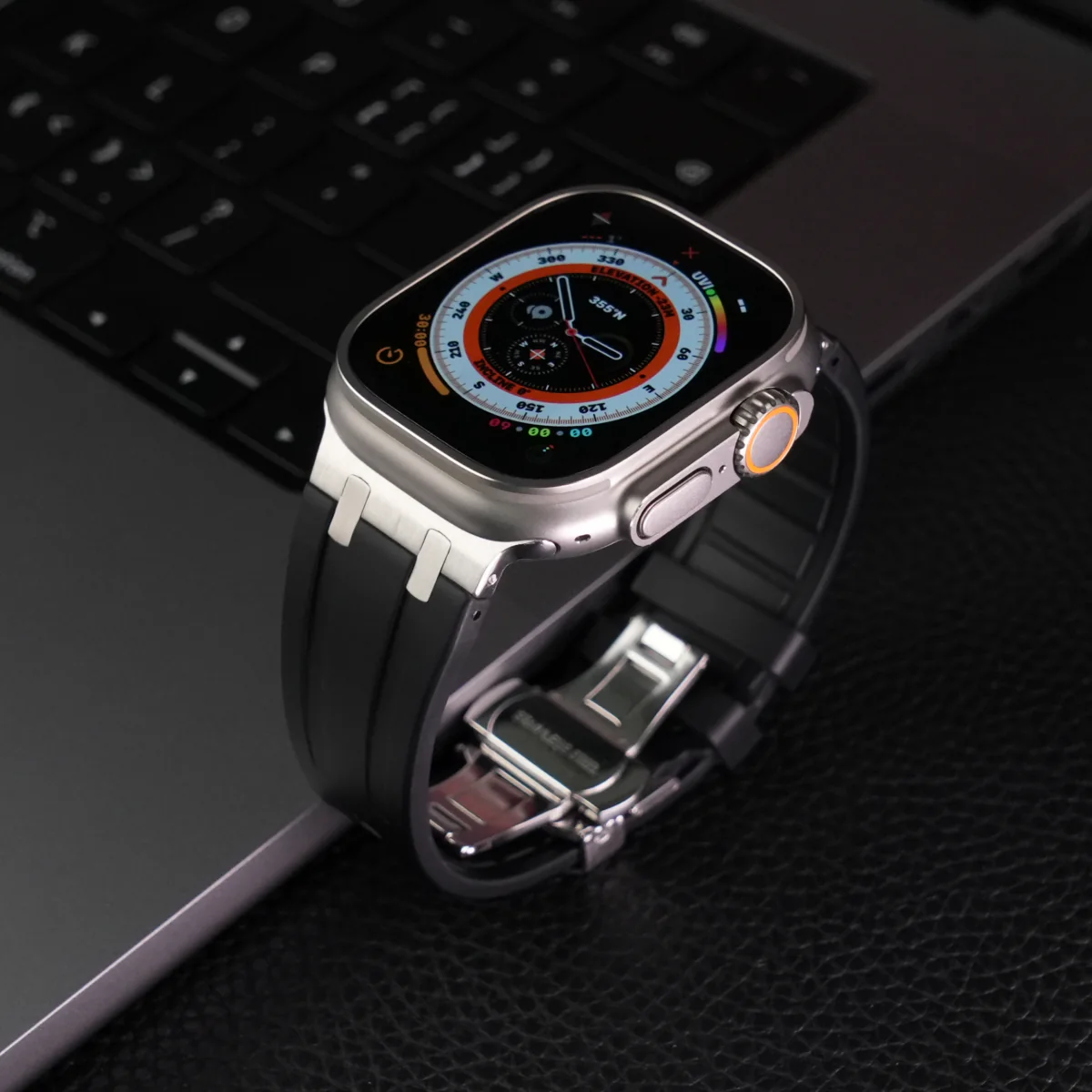 Luxusní AP motýlová spona silikonový pásek pro Apple Watch