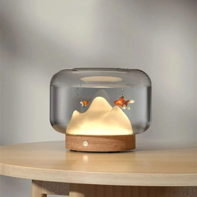 Fishbowl Lamp Aquarium Thickened Glass Mini Snow Mountain