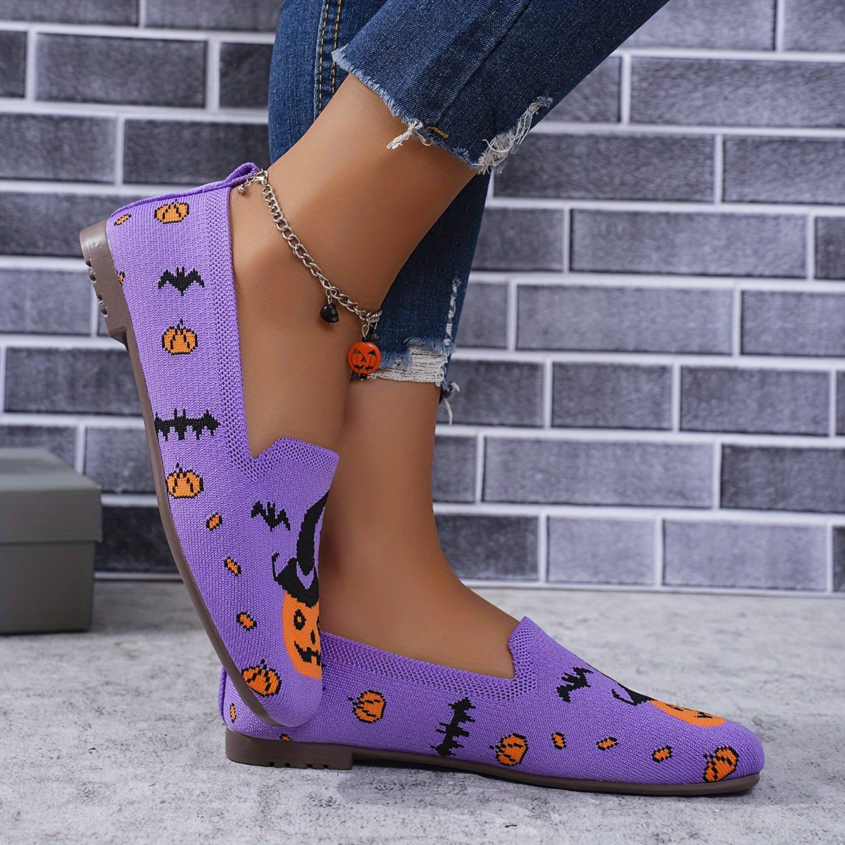 Lightweight Halloween Pumpkin Slippers - Purple