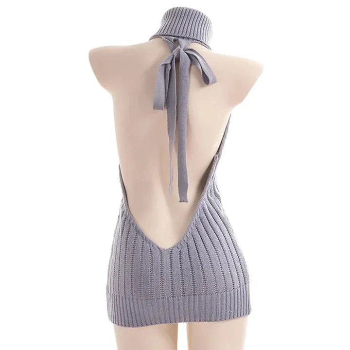 Sexig Hollow Out Pullover Backless Virgin Killer Sweater