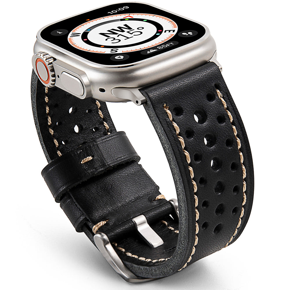 Vintage Racing Leren Band Voor Apple Watch