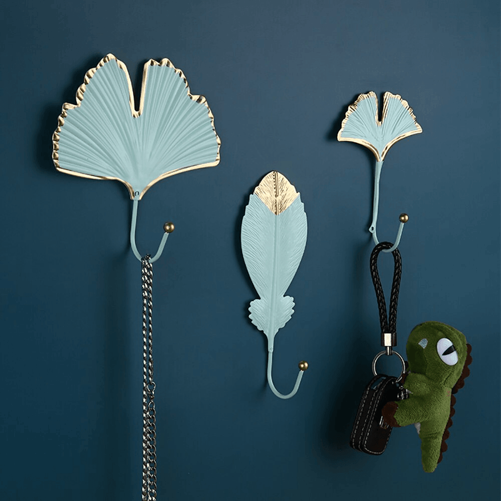 Ganchos de pared de metal con motivos de hojas de la naturaleza