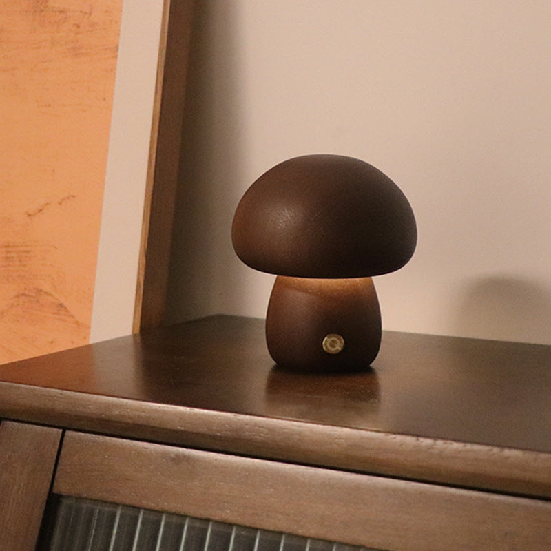 LUMONUIT | Veilleuse LED champignon en bois avec interrupteur tactile | Éclairage d'ambiance | Lampe adaptée aux enfants