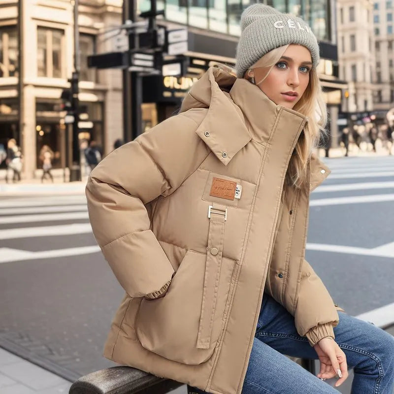 Urban Essentials - Oversize quilted winter coat hooded jacket women