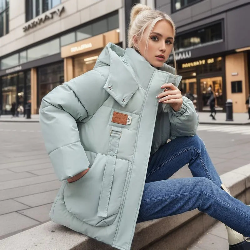 Urban Essentials - Oversize quilted winter coat hooded jacket women