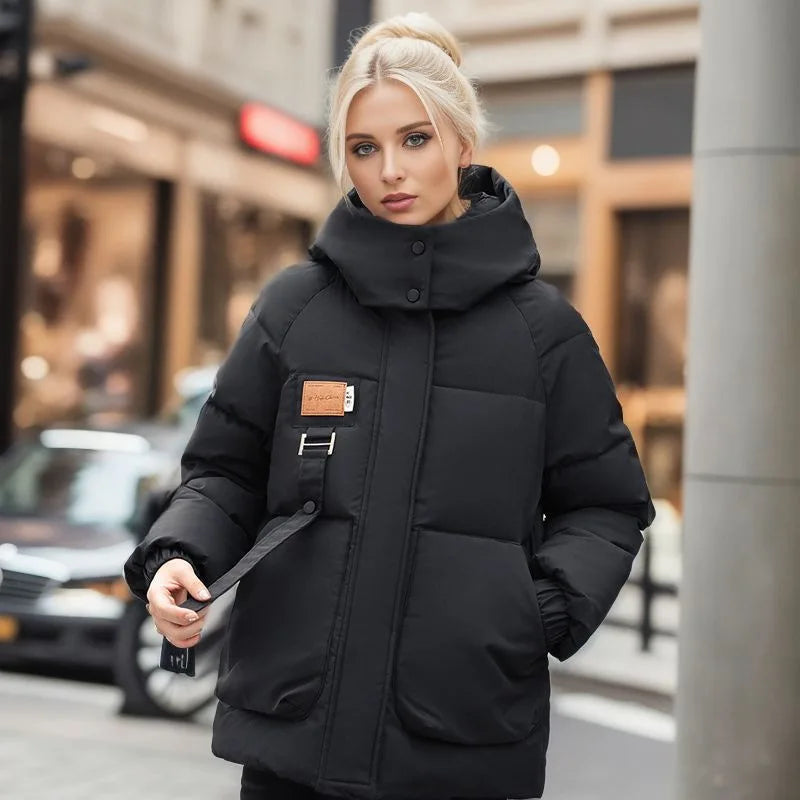 Urban Essentials - Oversize quilted winter coat hooded jacket women