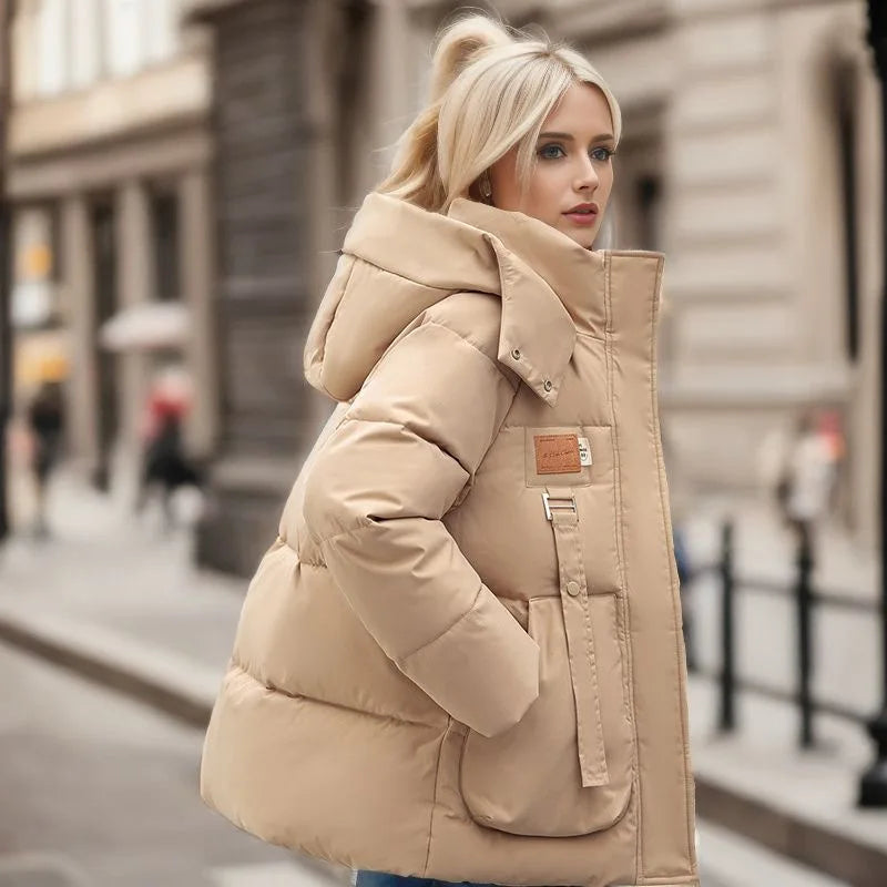 Urban Essentials - Oversize quilted winter coat hooded jacket women