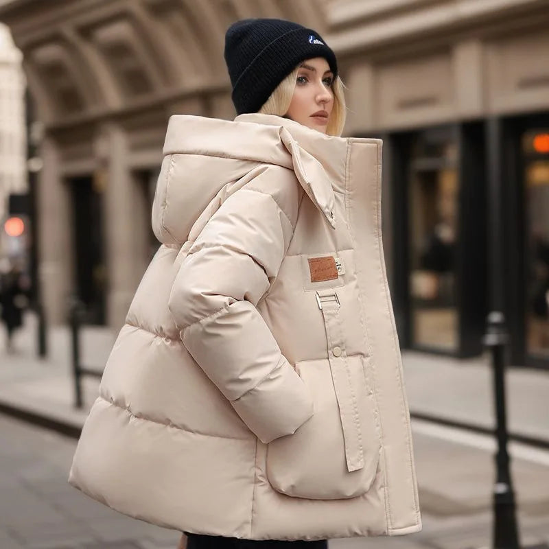 Urban Essentials - Oversize quilted winter coat hooded jacket women