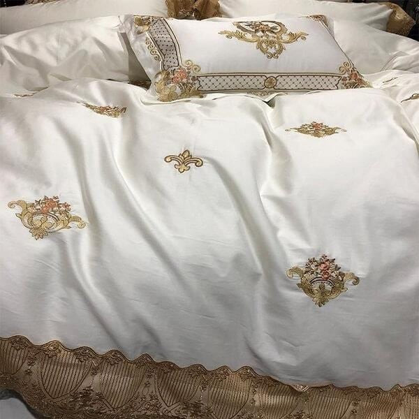 Karlena Oriental Egyptian cotton Embroidery Luxury Royal Bedding Set