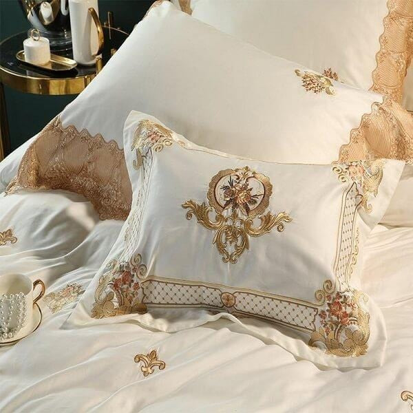 Karlena Oriental Egyptian cotton Embroidery Luxury Royal Bedding Set