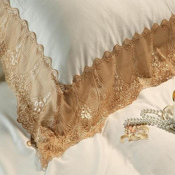 Set di biancheria da letto reale di lusso con ricamo in cotone egiziano orientale Karlena