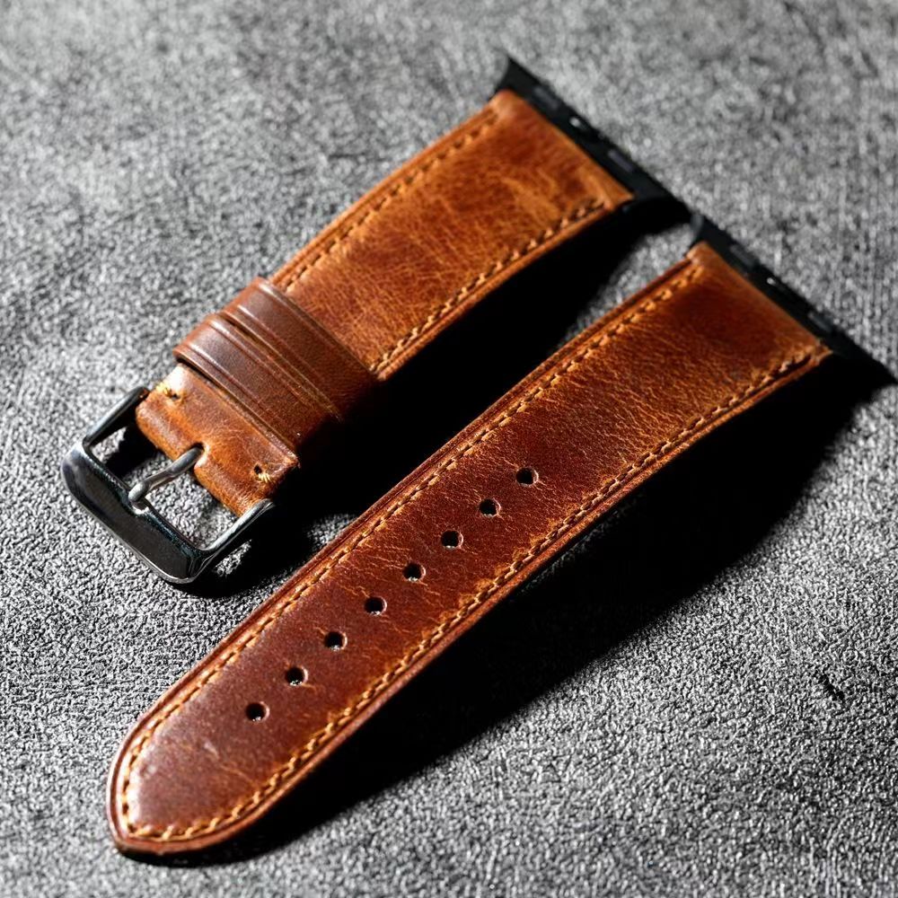 Walnut Brown Leather Band For Apple Watch