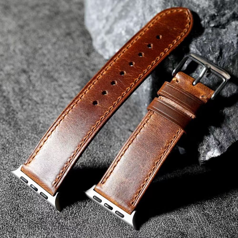 Walnut Brown Leather Band For Apple Watch