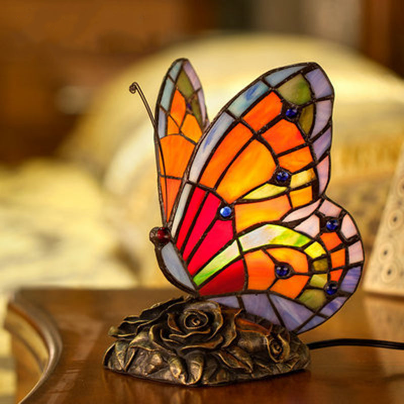 EleganteLicht - Lampe de table élégante avec abat-jour papillon et base rose