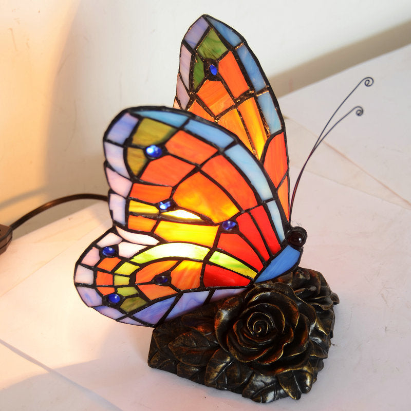 EleganteLicht - Lampe de table élégante avec abat-jour papillon et base rose