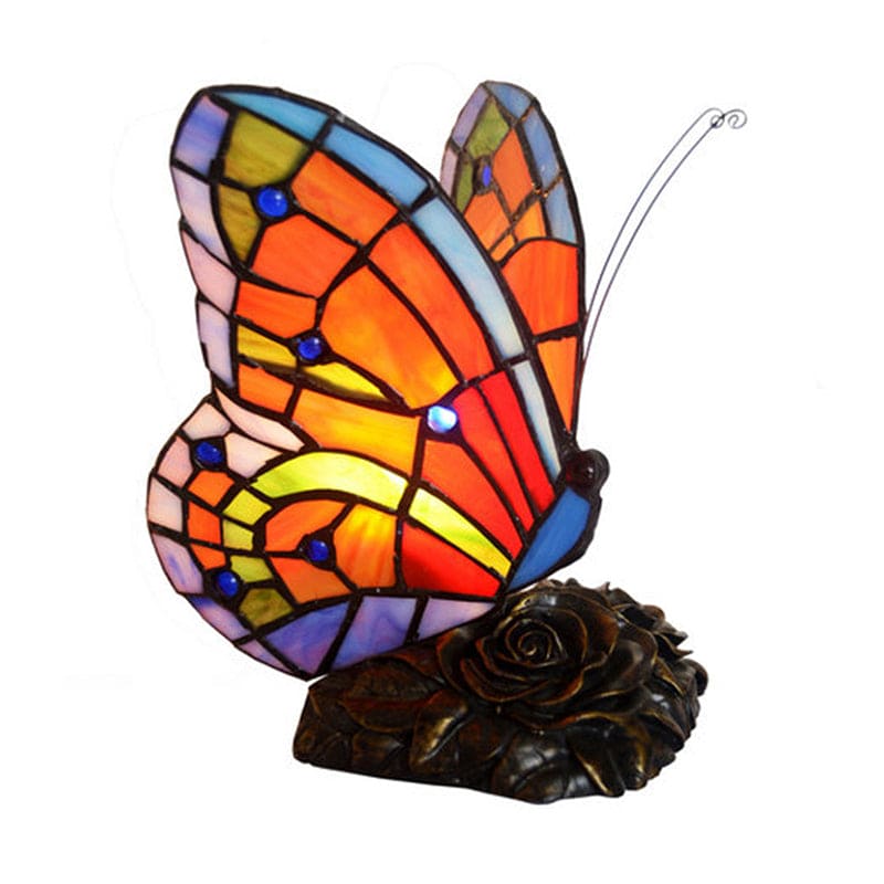 EleganteLicht - Elegant Table Lamp with Butterfly Shade and Rose Base