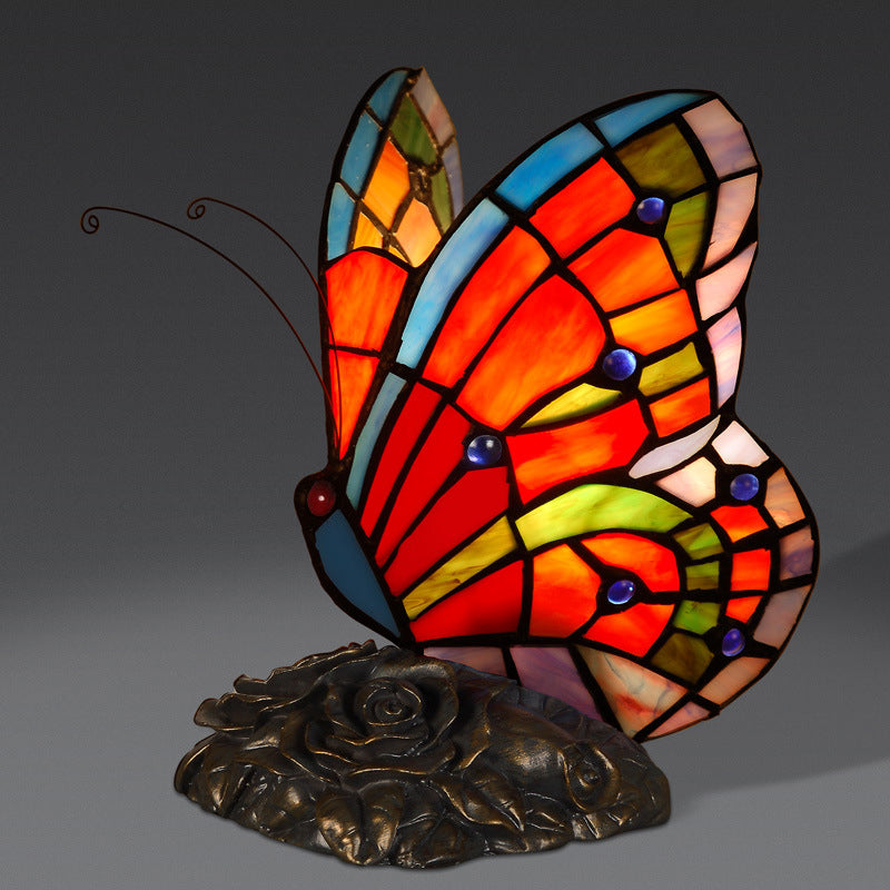 EleganteLicht - Elegant Table Lamp with Butterfly Shade and Rose Base