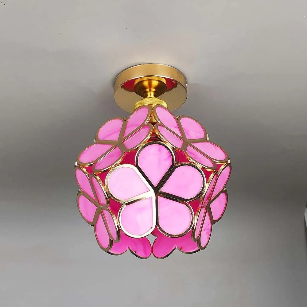 Éclairage de plafond de couloir en verre de style fleurs design