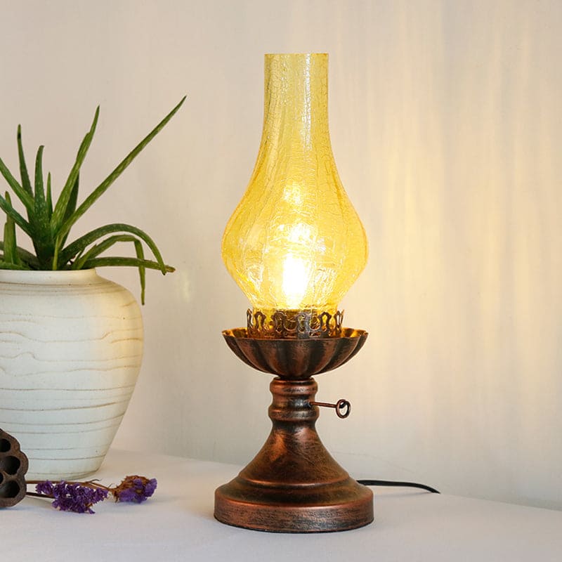 GlowThijs - Retro Kerosene Craykle Glass Shade Bordlampe