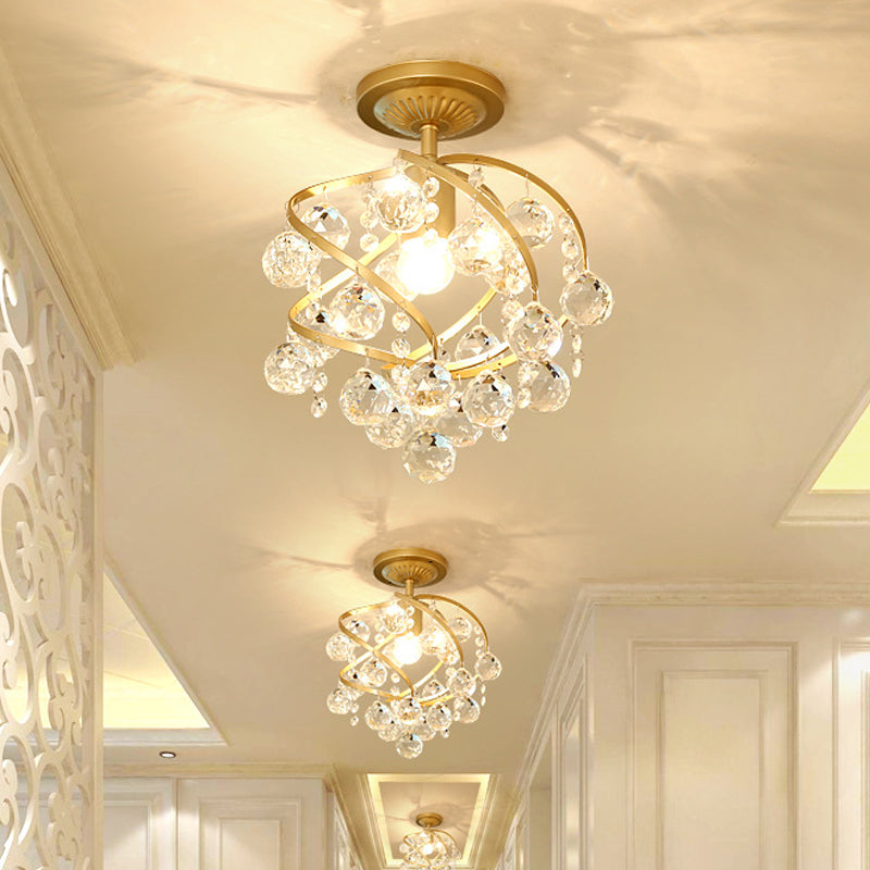 LuxeSpire – Lampada da soffitto con sfera di cristallo e ottone