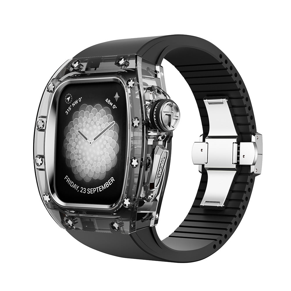 RM Crystaluxe-Serie – Fluorkautschuk-Band-Kristallgehäuse-Nachrüstsatz für Apple Watch