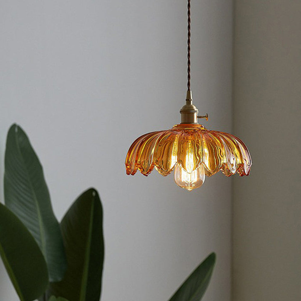 Vintage geglazuurde bloemen hanglamp