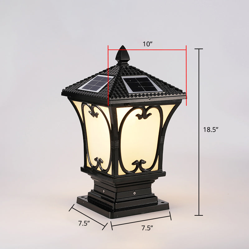 מנורת LED סולארית חיצונית מזוגגת בסגנון וינטג' עם פנס גן מעוקל