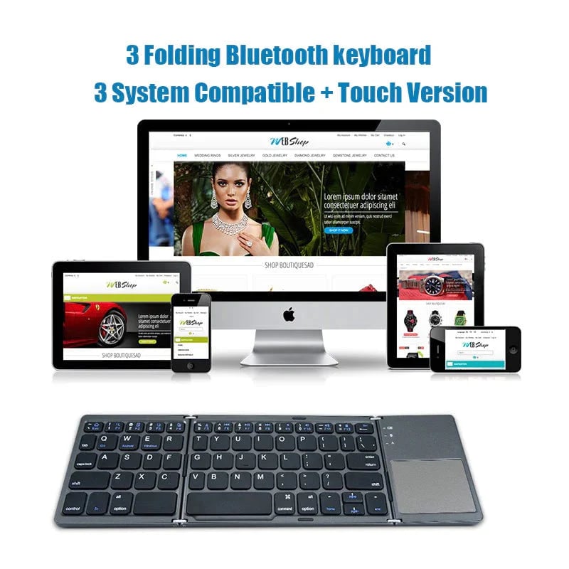 Sammenfoldeligt Bluetooth-tastatur med touchpad