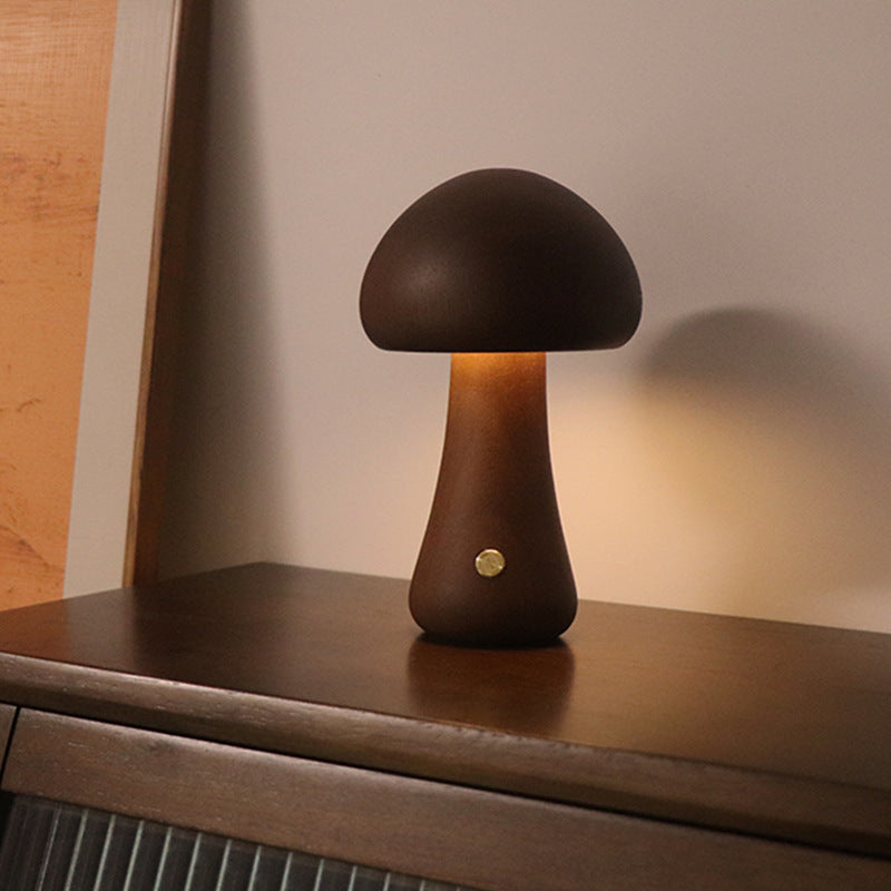 LUMONUIT | Veilleuse LED champignon en bois avec interrupteur tactile | Éclairage d'ambiance | Lampe adaptée aux enfants