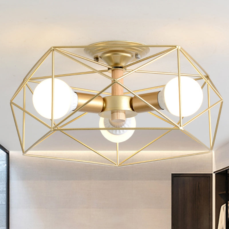 IndustrialGlow – Halfinbouwplafondlamp met geometrisch ontwerp