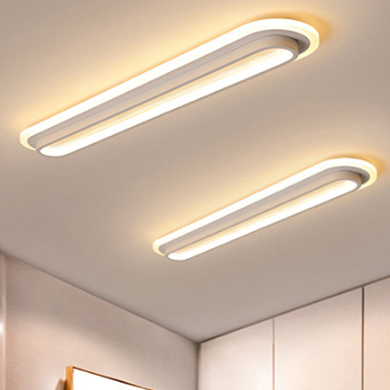 Plafonnier LED Ovale Noir/Blanc avec Diffuseur Acrylique