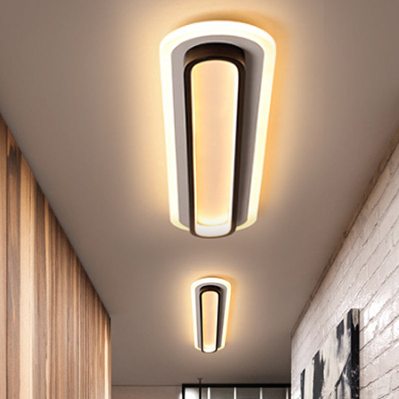 Plafonnier LED Ovale Noir/Blanc avec Diffuseur Acrylique