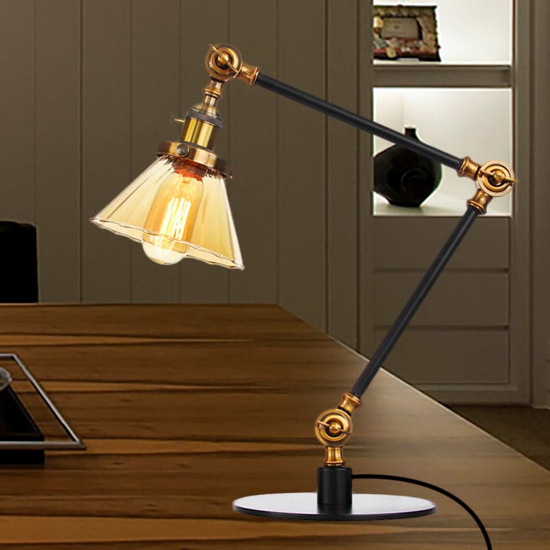 LumiClear - Elegante lampada da tavolo in vetro trasparente a forma di cono