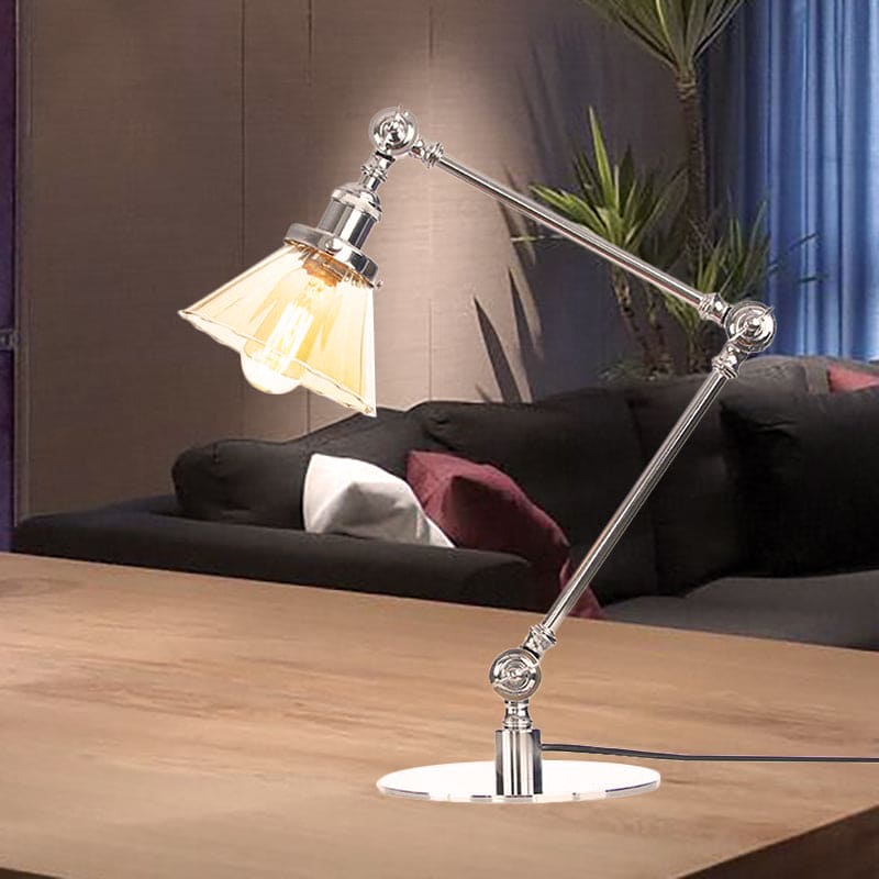 LumiClear - Lampe de table élégante en verre transparent en forme de cône