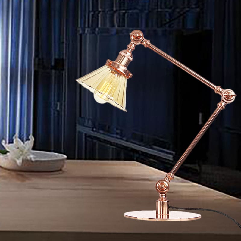 LumiClear - Lampe de table élégante en verre transparent en forme de cône