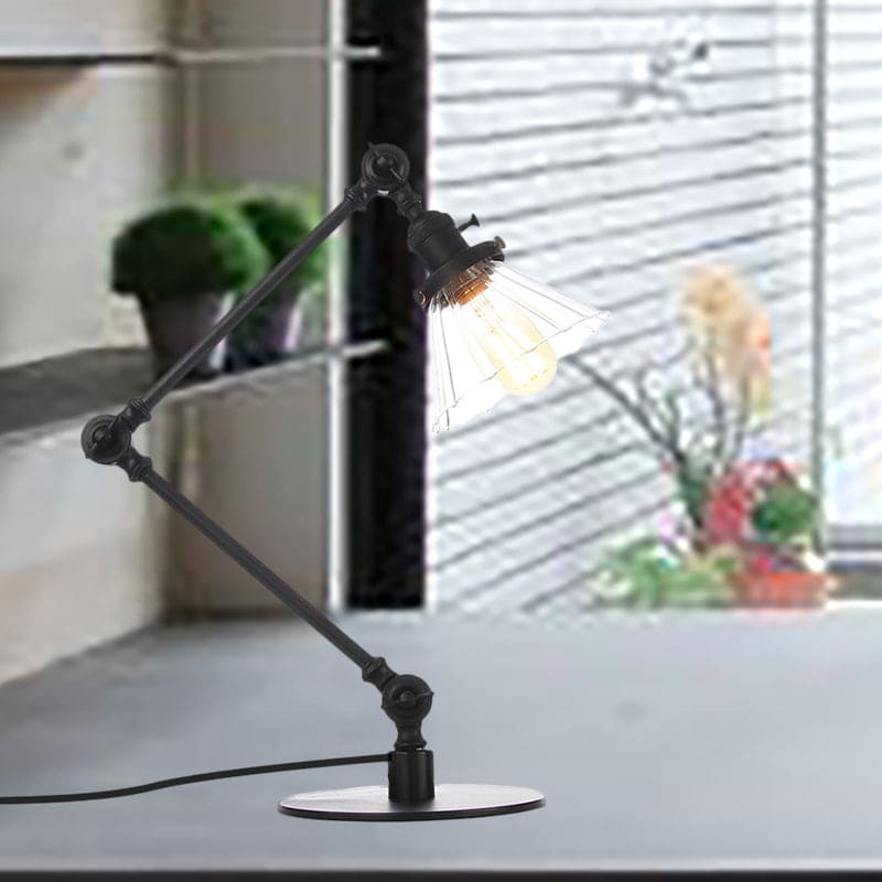 LumiClear - Lampe de table élégante en verre transparent en forme de cône